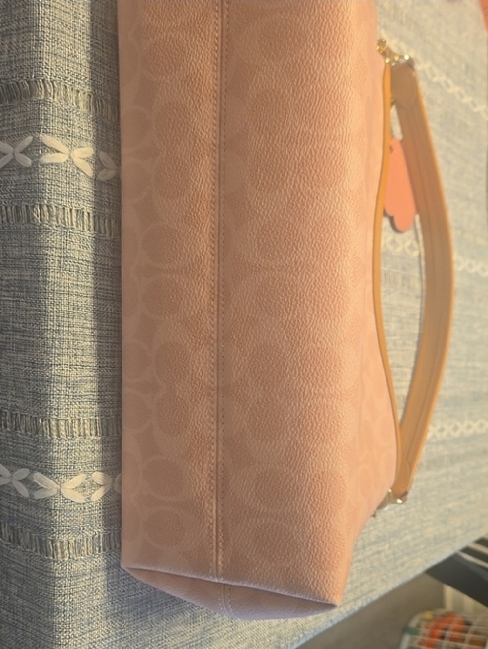 Coach Pink Signature Small Hobo Shoulder Bag with Tan Trim - Picture 4 of 13
